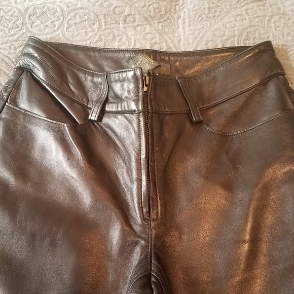 Banana Republic Size 0 Black Genuine Leather Pants - Picture 4 of 12
